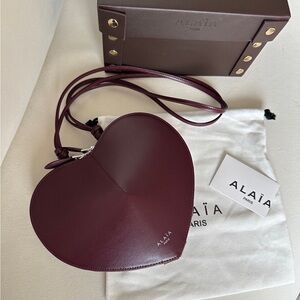 ALAIA Le Coeur Heart-Shaped Crossbody Bag in Rich Burgundy